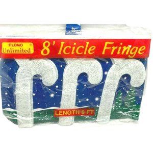 Flomo Icicle Fringe Vintage 8 Feet Candy Cane Holiday Glitter Trim 1970s NOS